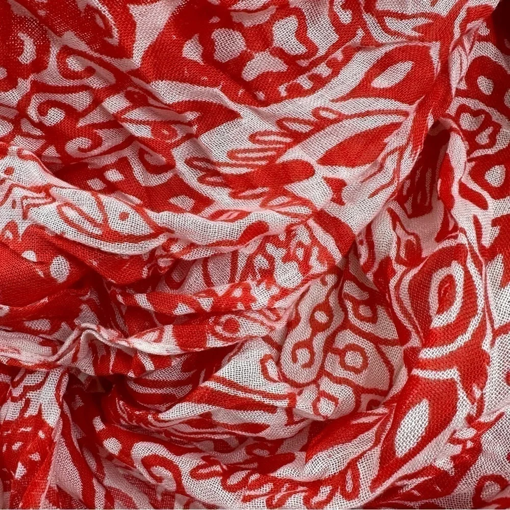 Poppy Orange White Floral Infinity Lightweight Scarf